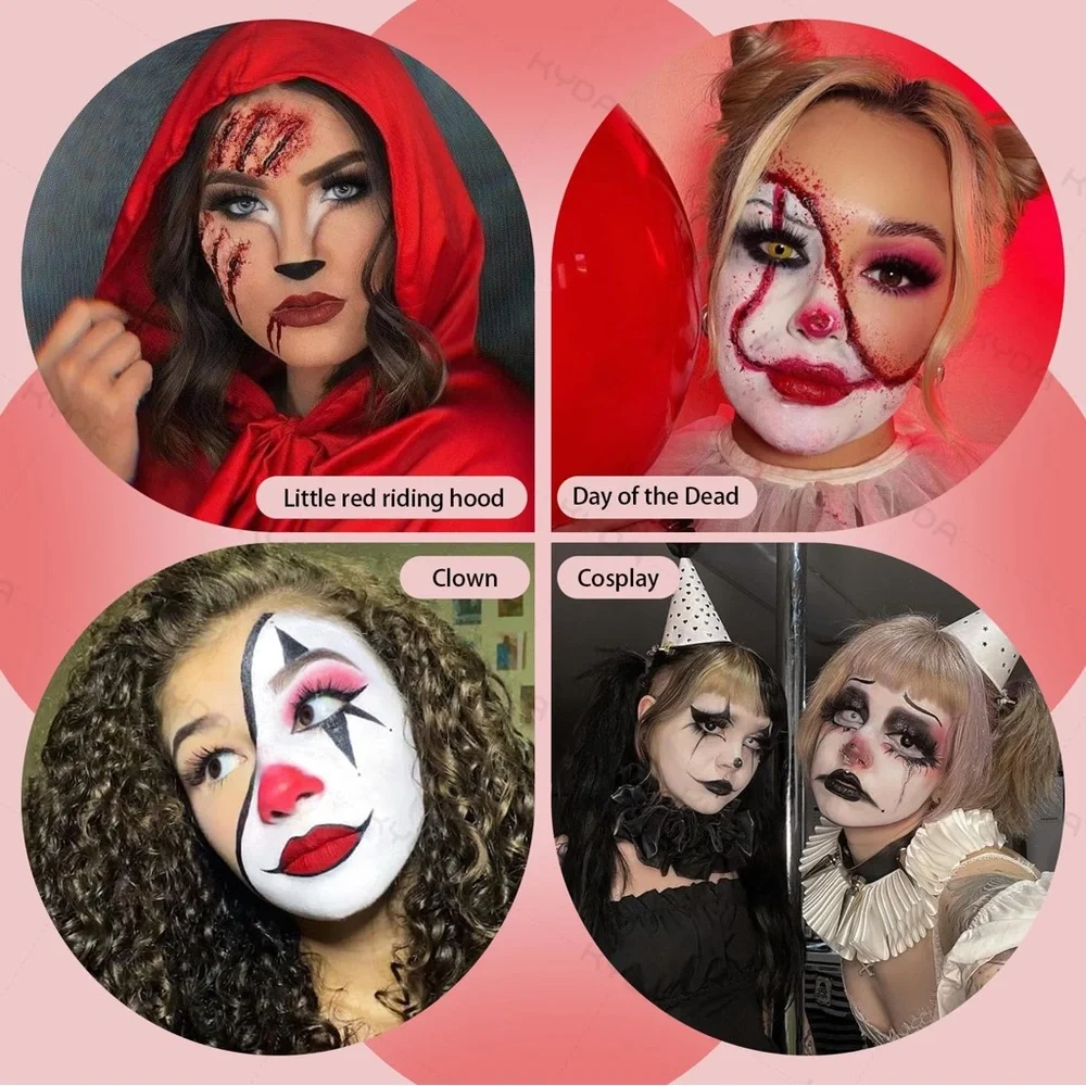 Professional Face Paint Makeup Kit - Black, White, Red
